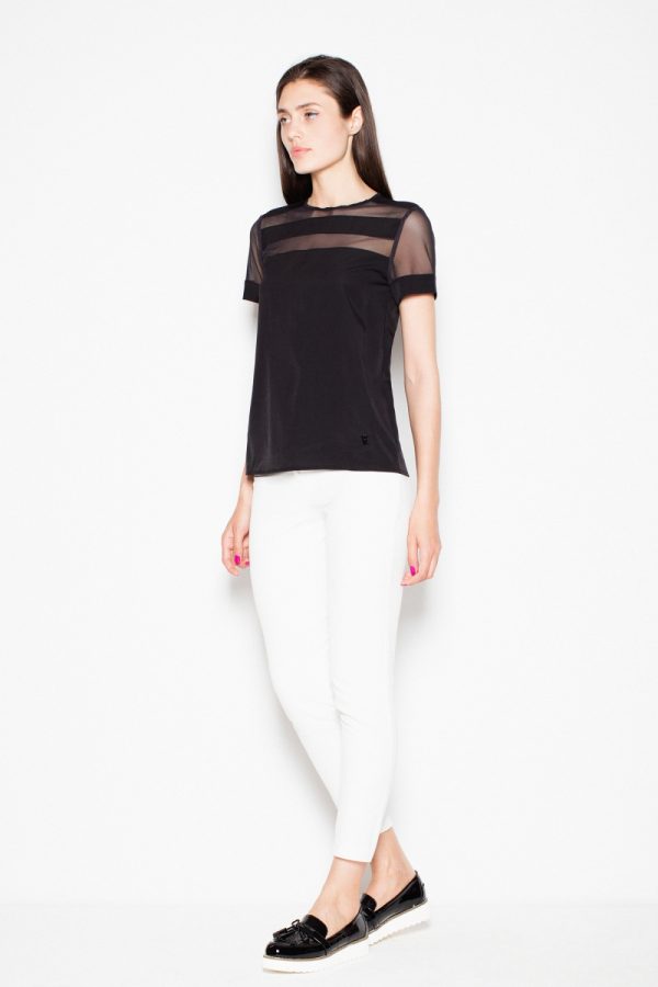 Black Blouse in Women`s Blouses, Tunics with Spandex, Polyester and Viscose