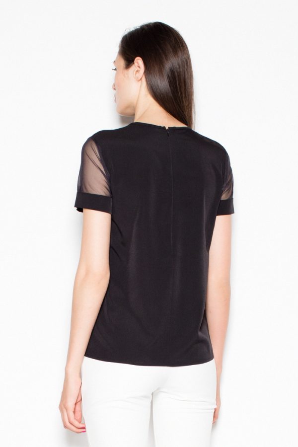 Black Blouse in Women`s Blouses, Tunics with Spandex, Polyester and Viscose