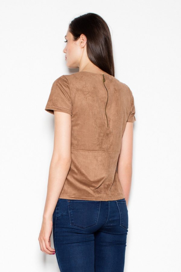 Brown Blouse in Women`s Blouses, Tunics with Spandex and Polyester