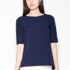 Navy Blue Blouse in Women`s Blouses, Tunics with Polyester and Viscose