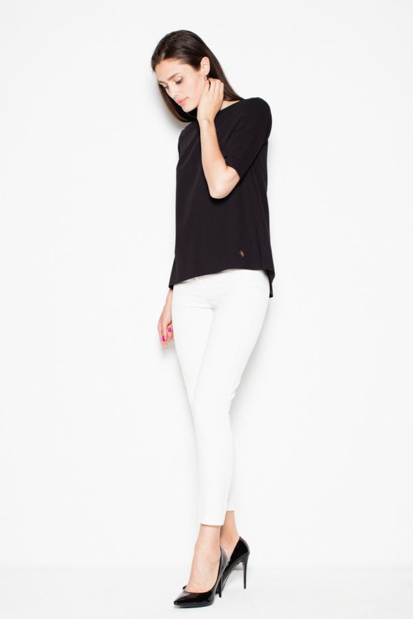 Black Blouse in Women`s Blouses, Tunics with Polyester and Viscose