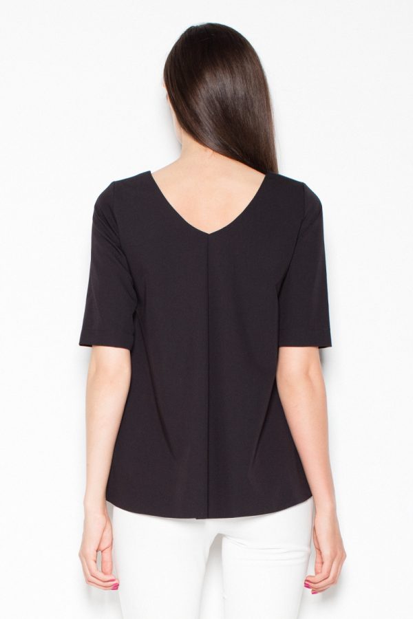 Black Blouse in Women`s Blouses, Tunics with Polyester and Viscose