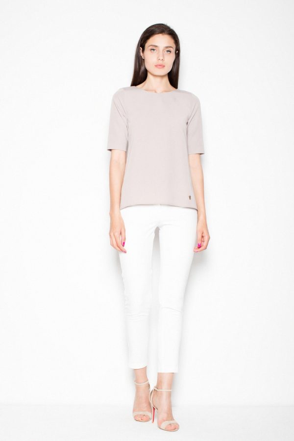 Beige Blouse in Women`s Blouses, Tunics with Polyester and Viscose