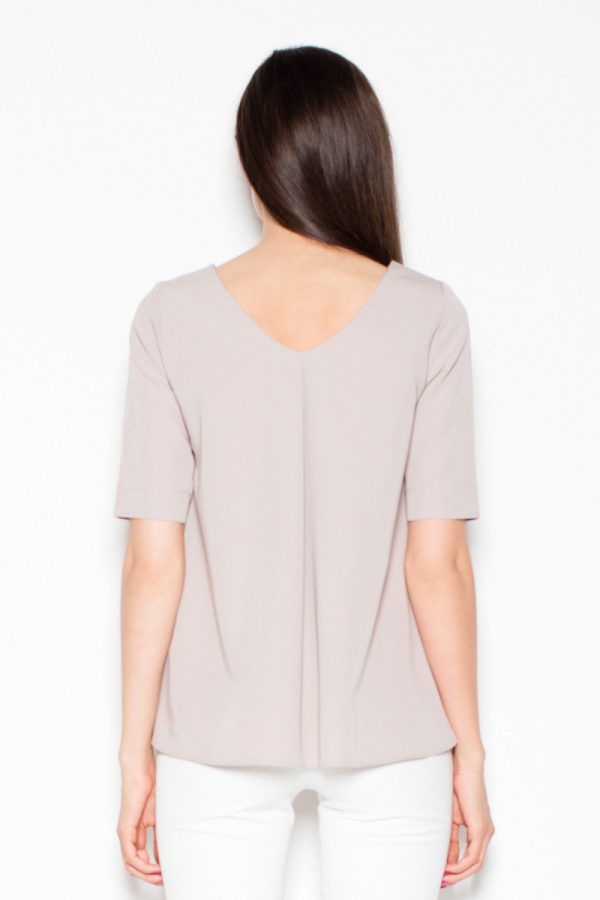 Beige Blouse in Women`s Blouses, Tunics with Polyester and Viscose