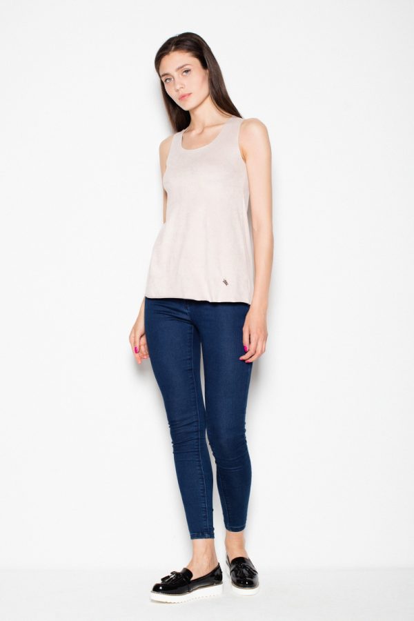 Beige Top in Undershirts / Tops with Acrylic, Spandex and Polyester