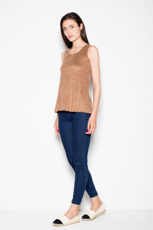 Brown Top in Undershirts / Tops with Acrylic, Spandex and Polyester