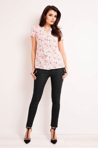 Pink Long Sleeve Shirt in Shirts For Women with Spandex and Polyester