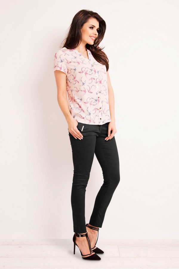 Pink Long Sleeve Shirt in Shirts For Women with Spandex and Polyester