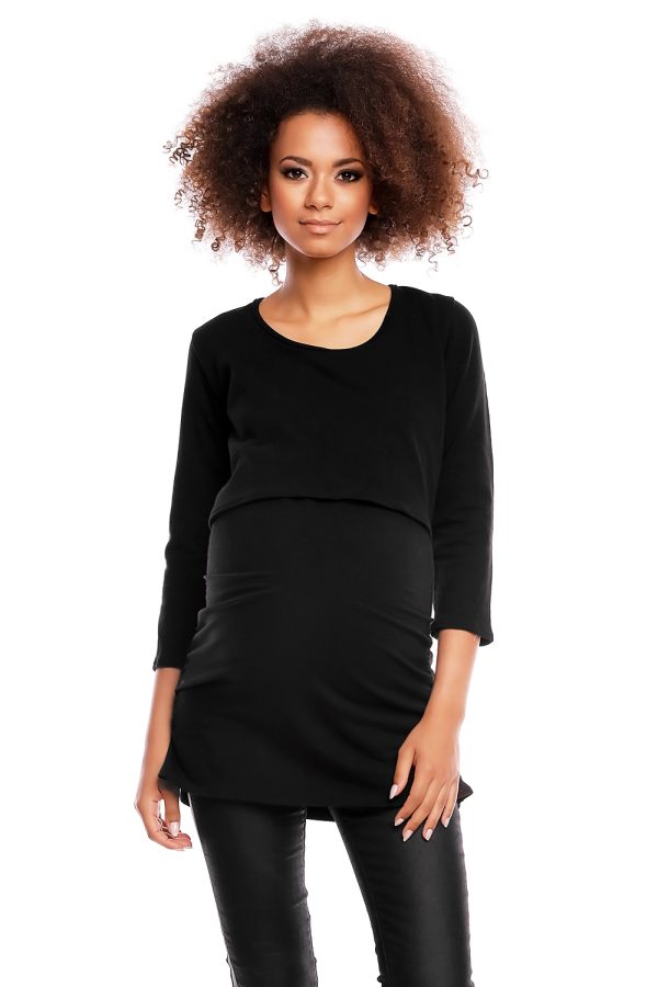 Black Maternity Tunic in Maternity Tunics with Cotton