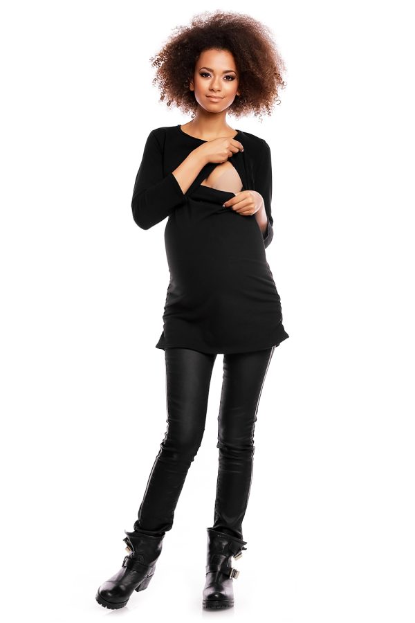 Black Maternity Tunic in Maternity Tunics with Cotton
