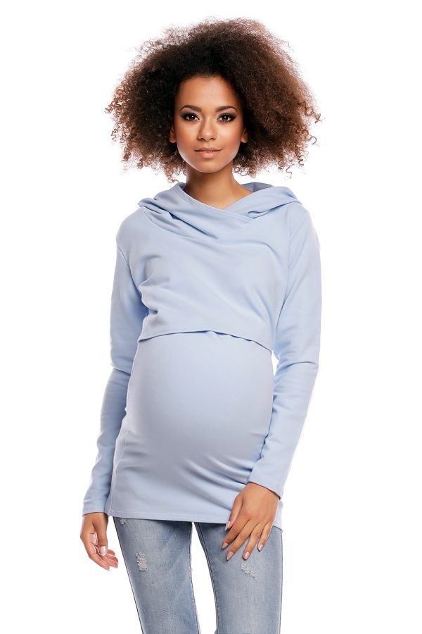 Blue Maternity Sweatshirt in Bluza Ciążowa with Cotton