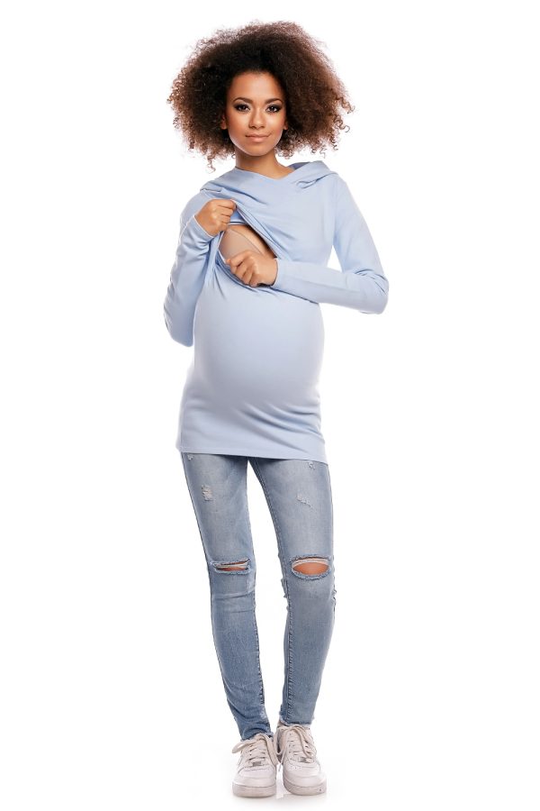 Blue Maternity Sweatshirt in Bluza Ciążowa with Cotton