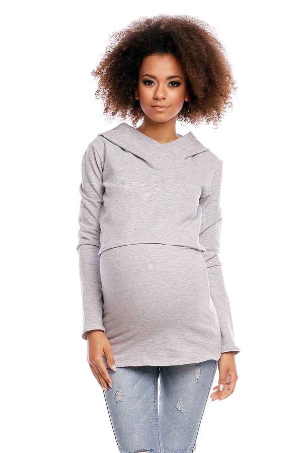 Grey Maternity Sweatshirt in Bluza Ciążowa with Cotton