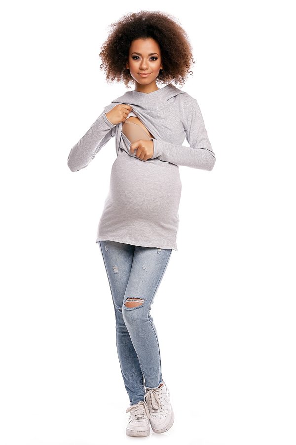 Grey Maternity Sweatshirt in Bluza Ciążowa with Cotton