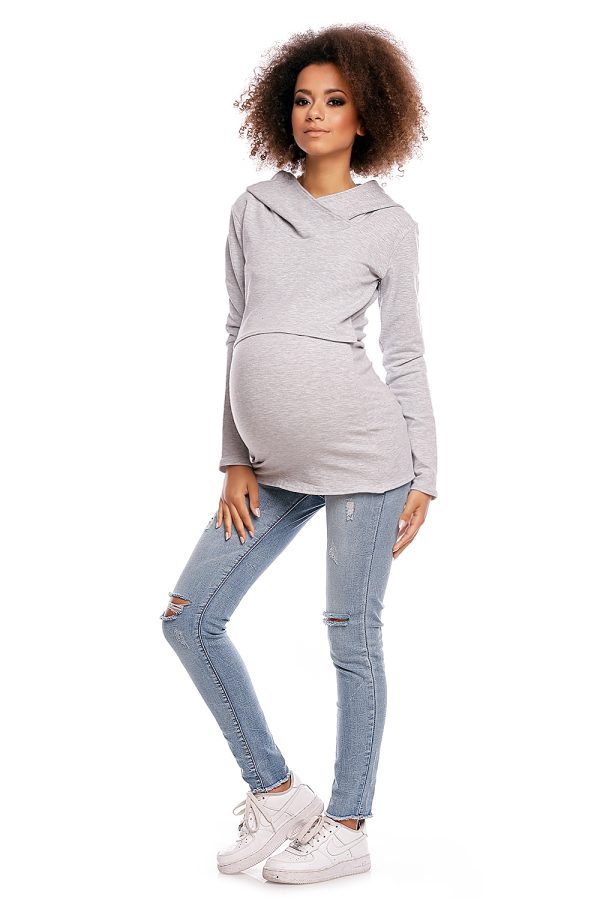 Grey Maternity Sweatshirt in Bluza Ciążowa with Cotton