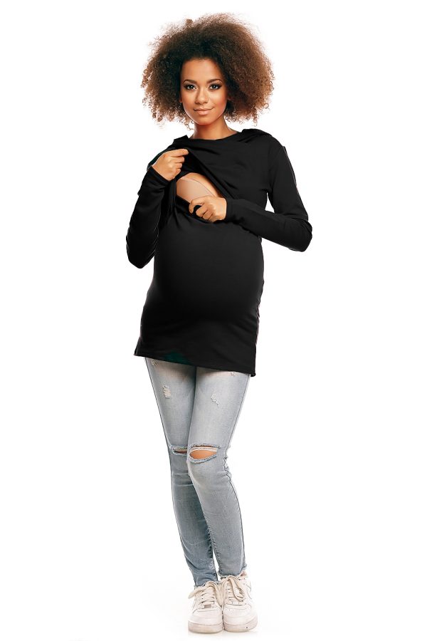 Black Maternity Sweatshirt in Bluza Ciążowa with Cotton