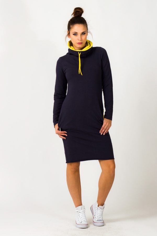 Navy Blue Daydress in Day Dresses with Cotton and Polyester