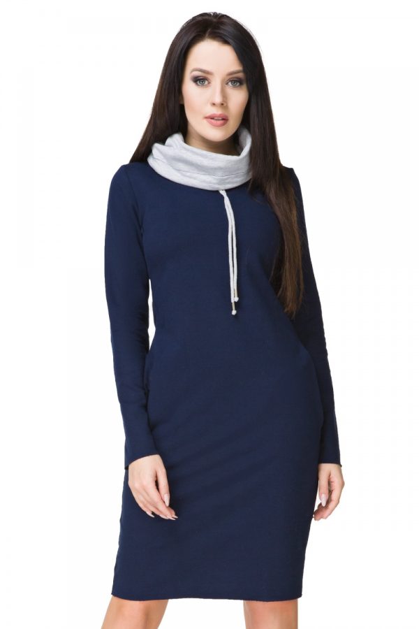 Navy Blue Daydress 1 in Cotton and Polyester