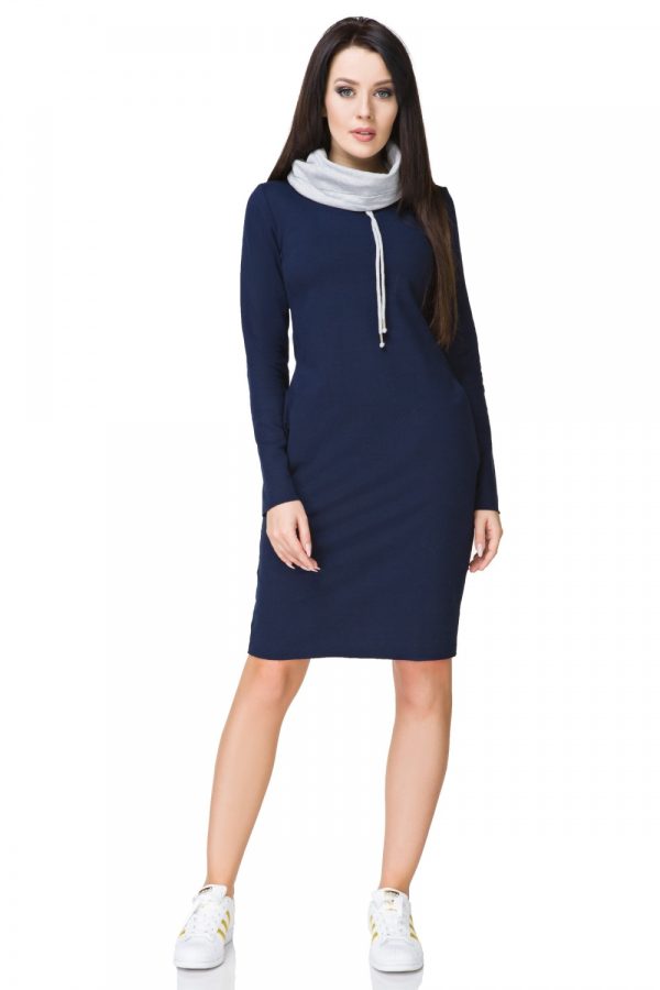 Navy Blue Daydress 1 in Cotton and Polyester