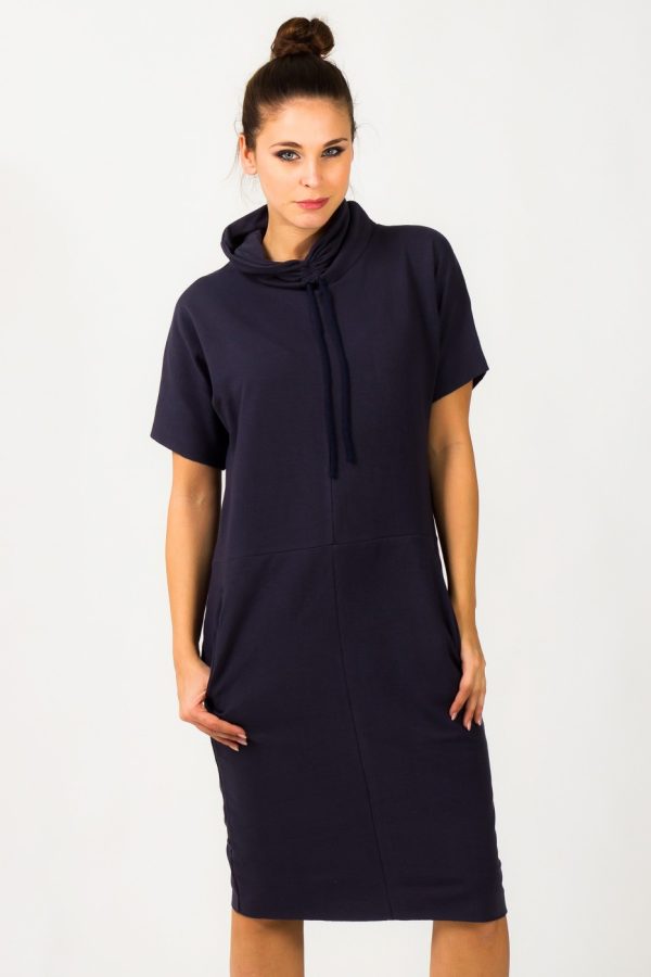 Navy Blue Daydress 4 in Cotton and Polyester