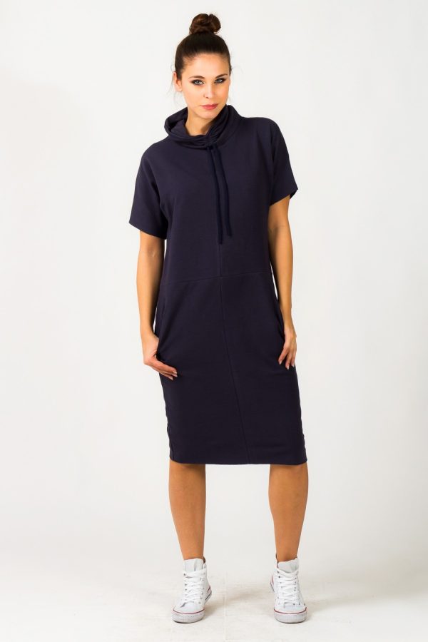Navy Blue Daydress 4 in Cotton and Polyester