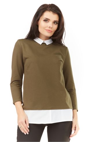 306146 Green Blouse in Women`s Blouses, Tunics with Cotton, Spandex and Polyester