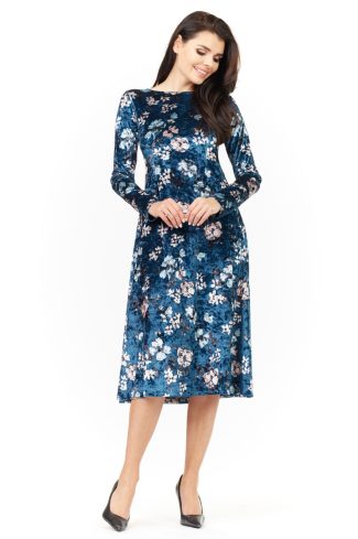 Navy Blue Daydress in Day Dresses with Spandex and Polyester