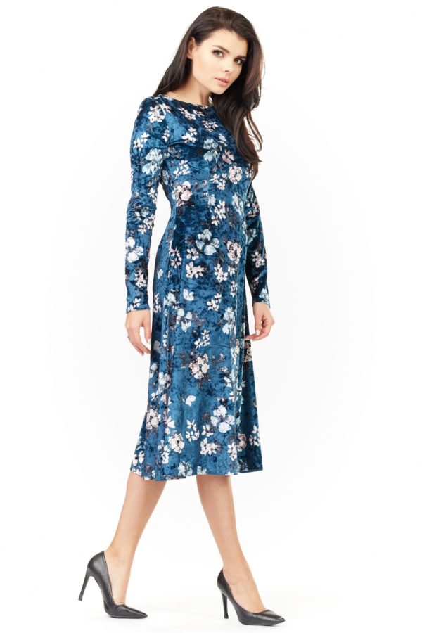 Navy Blue Daydress in Day Dresses with Spandex and Polyester