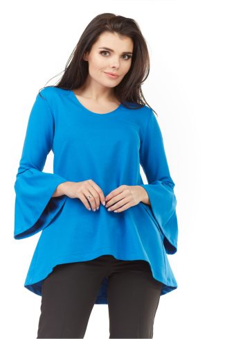Blue Blouse in Women`s Blouses, Tunics with Cotton, Spandex and Polyester