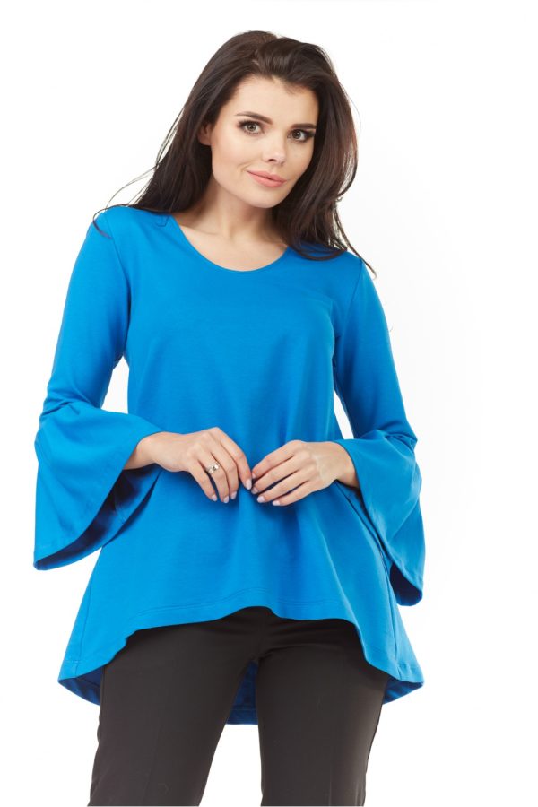 Blue Blouse in Women`s Blouses, Tunics with Cotton, Spandex and Polyester