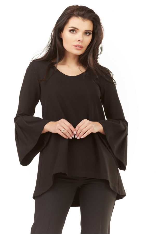 Black Blouse in Women`s Blouses, Tunics with Cotton, Spandex and Polyester