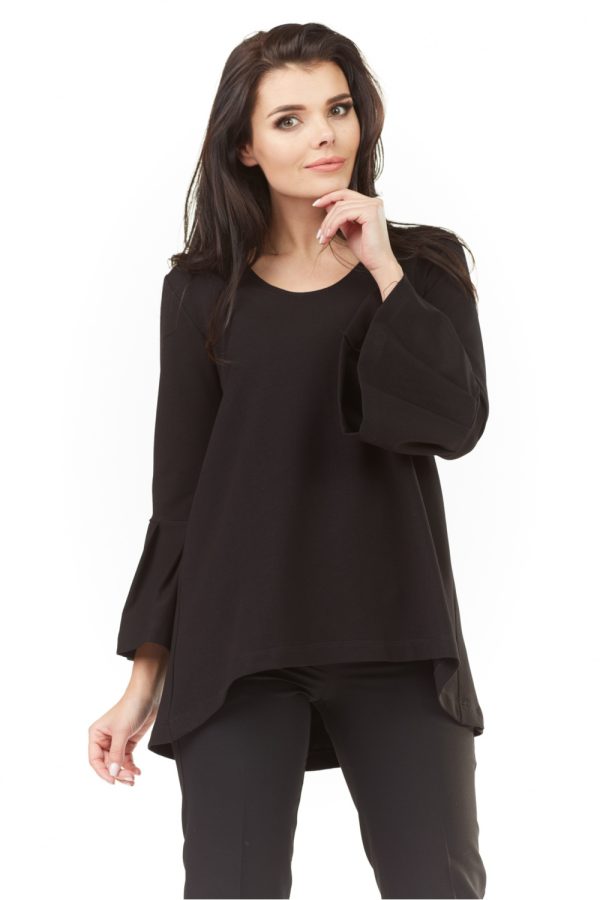 Black Blouse in Women`s Blouses, Tunics with Cotton, Spandex and Polyester