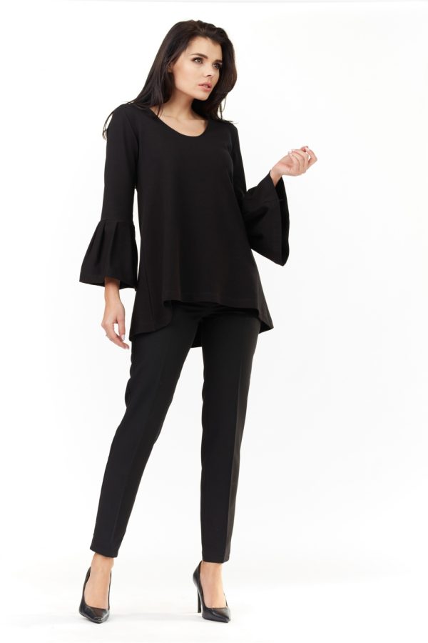 Black Blouse in Women`s Blouses, Tunics with Cotton, Spandex and Polyester
