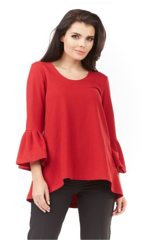 Red Blouse in Women`s Blouses, Tunics with Cotton, Spandex and Polyester