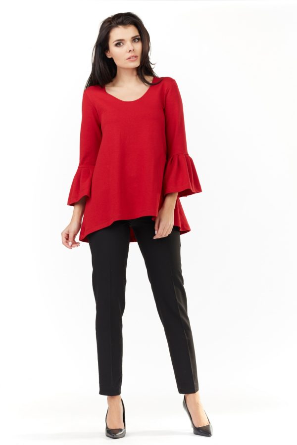 Red Blouse in Women`s Blouses, Tunics with Cotton, Spandex and Polyester