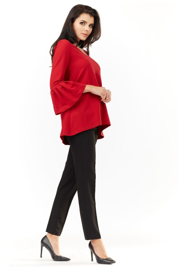 Red Blouse in Women`s Blouses, Tunics with Cotton, Spandex and Polyester