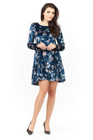 Navy Blue Daydress in Day Dresses with Spandex and Polyester