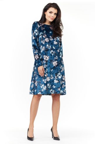Navy Blue Daydress in Day Dresses with Spandex and Polyester