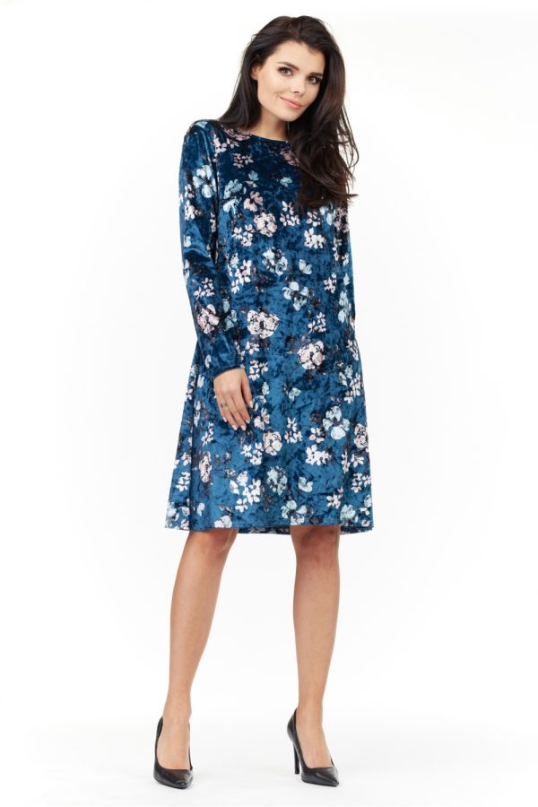Navy Blue Daydress in Day Dresses with Spandex and Polyester