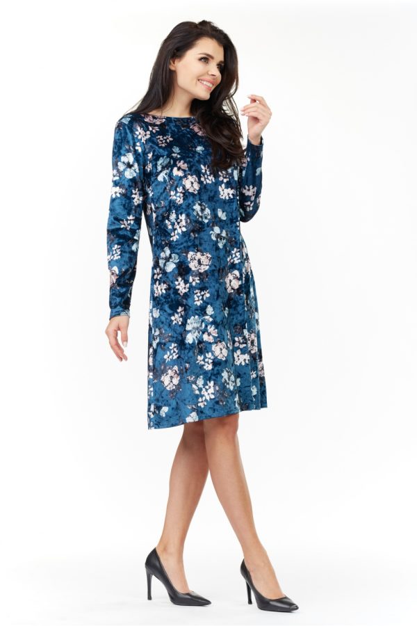 Navy Blue Daydress in Day Dresses with Spandex and Polyester