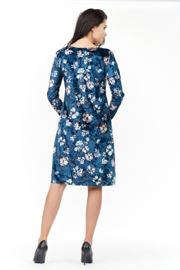 Navy Blue Daydress in Day Dresses with Spandex and Polyester