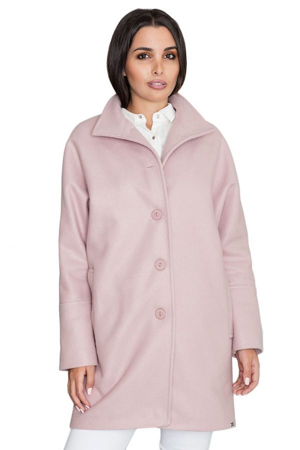 Pink Coat in Women`s Coats, Jackets with Polyester and Viscose
