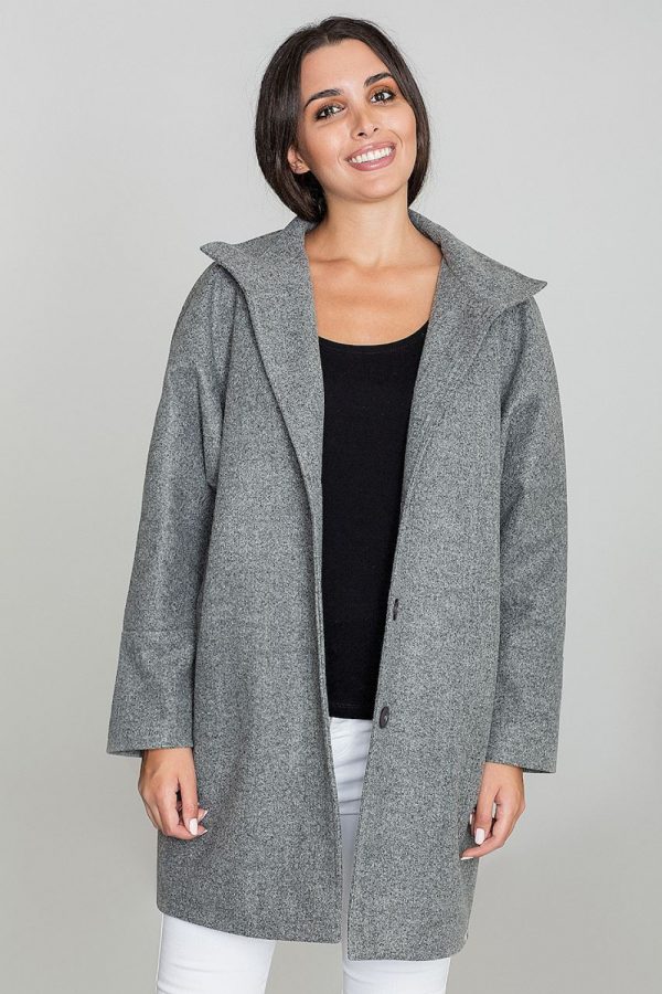 Grey Coat in Women`s Coats, Jackets with Polyester and Viscose