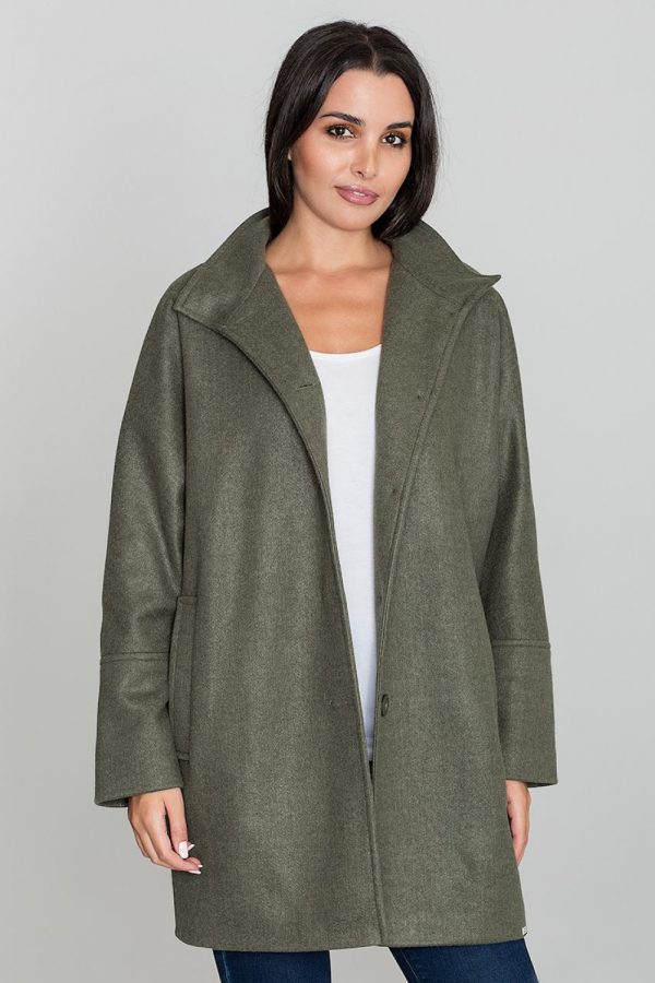 Green Coat in Women`s Coats, Jackets with Polyester and Viscose