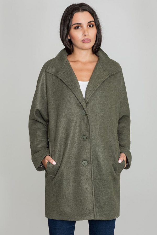 Green Coat in Women`s Coats, Jackets with Polyester and Viscose