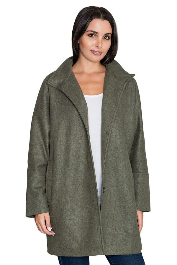 Green Coat in Women`s Coats, Jackets with Polyester and Viscose