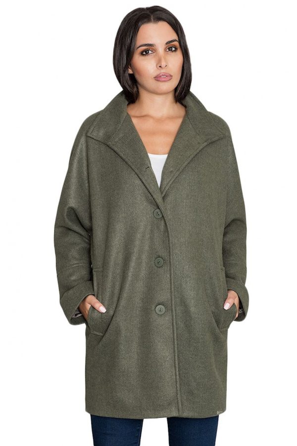Green Coat in Women`s Coats, Jackets with Polyester and Viscose