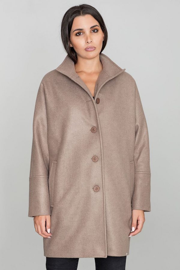 Brown Coat in Women`s Coats, Jackets with Polyester and Viscose