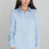 Blue Long Sleeve Shirt in Shirts For Women with Viscose