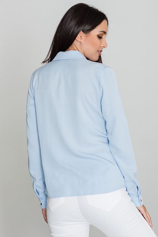 Blue Long Sleeve Shirt in Shirts For Women with Viscose